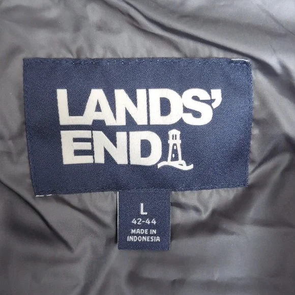 Lands End Classic Down Fill Puffer Vest Size Large In Olive Green - Picture 2 of 8